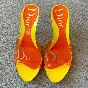 Women’s Authentic Dior Logo Jelly Mule Orange/Yellow Size 37